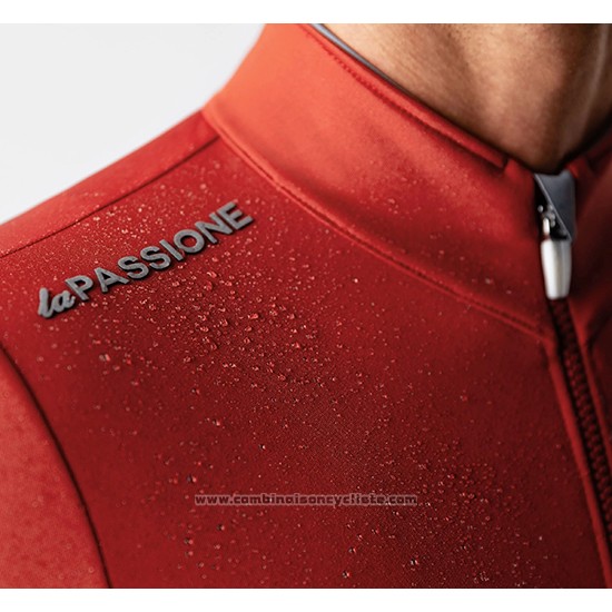 2019 Maillot Cyclisme La Passione Orange Gris Manches Longues et Cuissard